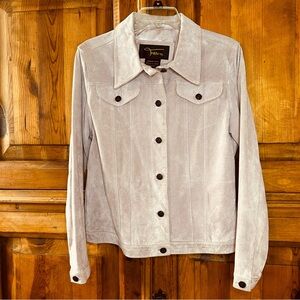 Vintage Leather Suede Trucker Jacket Blush Pink Women’s Size Small